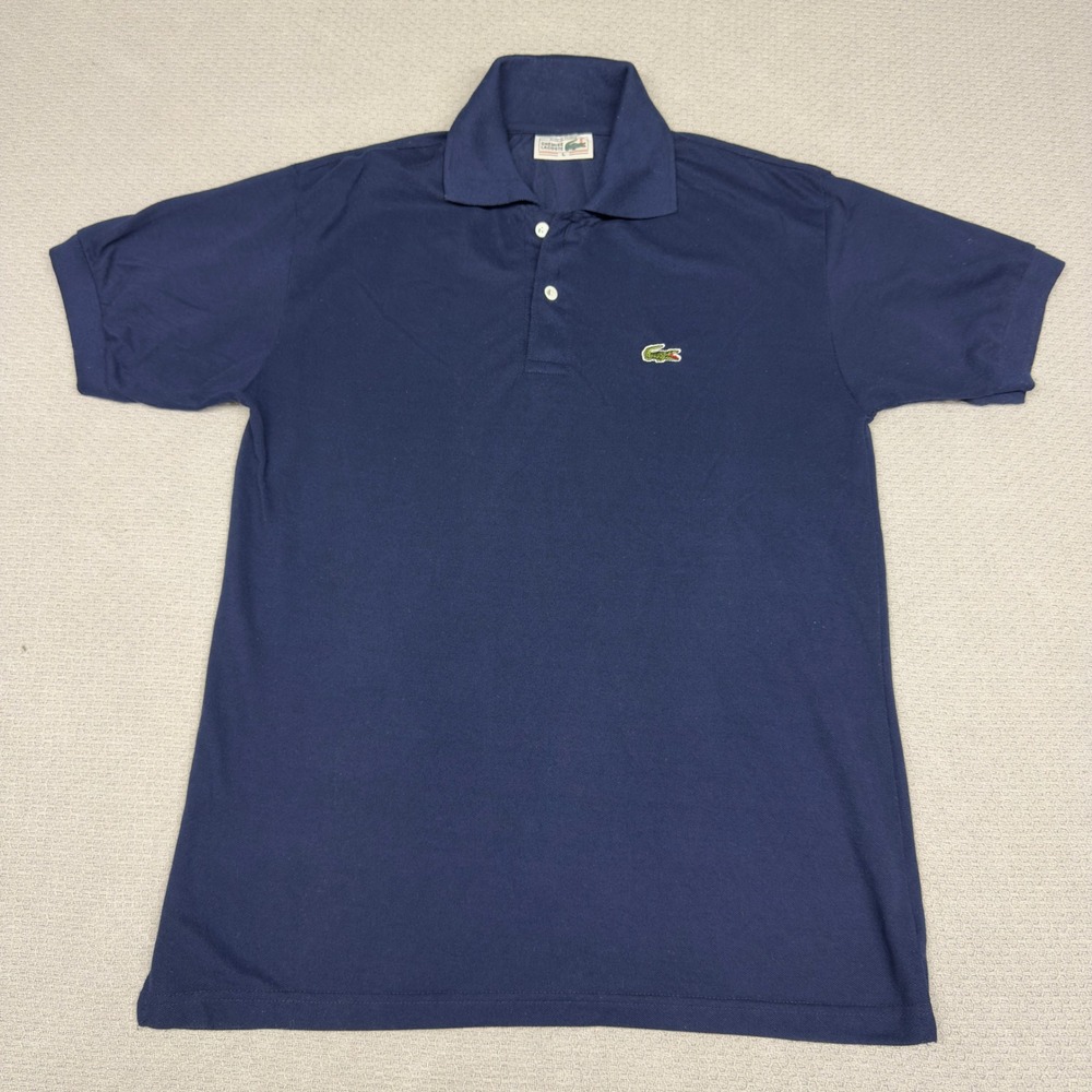 Vtg Chemise Lacoste Polo Shirt Mens Large Navy Blue Knit Cotton Preppy Retro